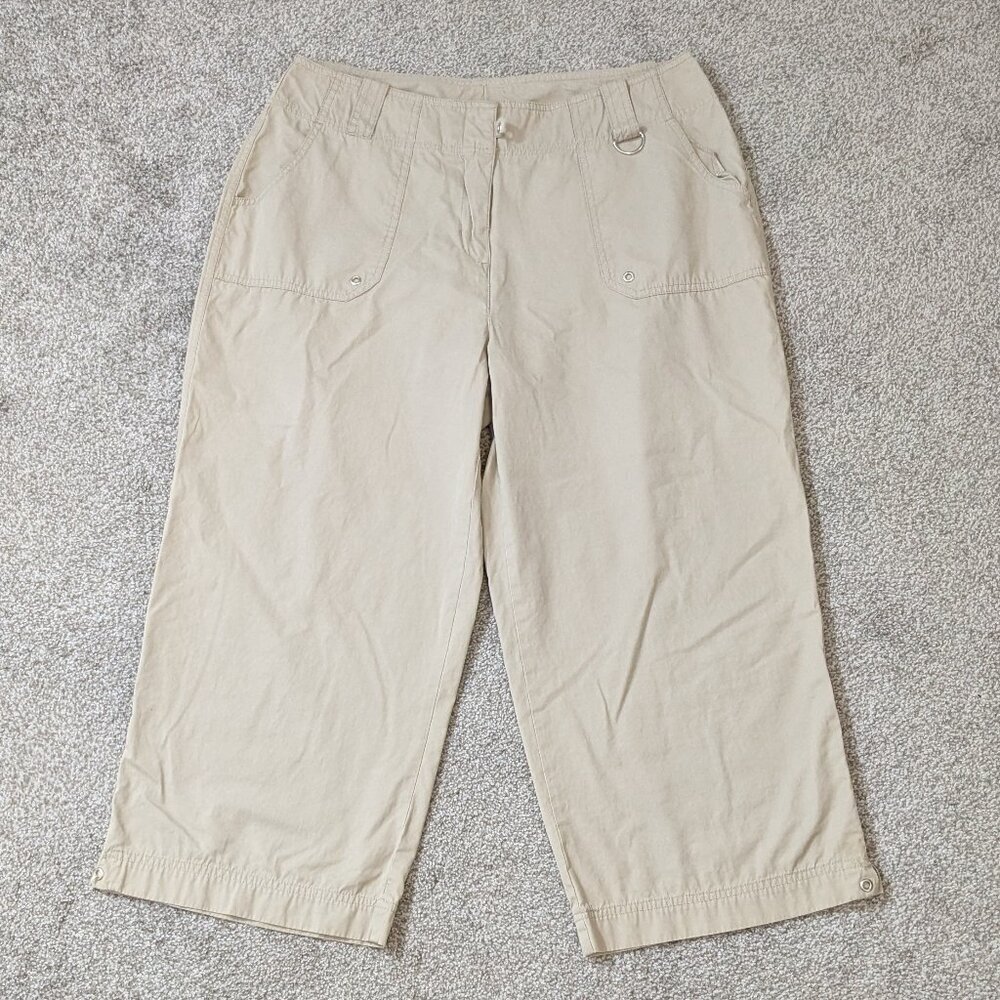 HIGH SIERRA Beige High-Rise Outdoor Activity Straight Leg Capri Pants; Size 14